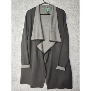 Lauren By Ralph Lauren Women's Black Cardigan Waterfall Cascading Sweater XL